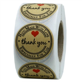 Наклейки Thank you Hand made 25 мм 10 штук