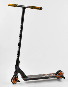 Самокат трюковый Best Scooter "CRASH" HIC-система, ПЕГИ, алюминиевый диск и дека. Black and Orange (102306)
