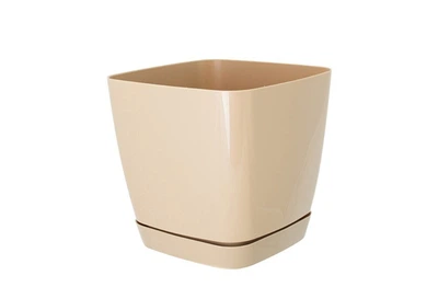 Горшок для цветов с подставкой Form-Plastic Тоскана квадратный 2,5 л 15 х 14 см Кофе-Латте
