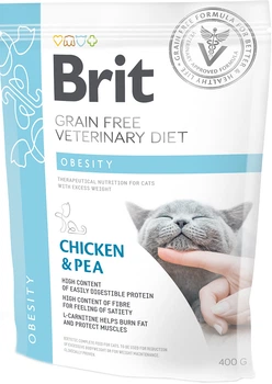 Сухой беззерновой корм Brit Veterinary Diet Obesity для кошек при избыточном весе, курица и горох 400 г (8595602528486)