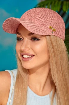 Кепка жіноча в'язана Lurex Braxton 4952 темна пудра