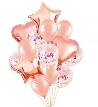 Воздушные шары "Pink Gold", набор - 14 шт., качественный материал