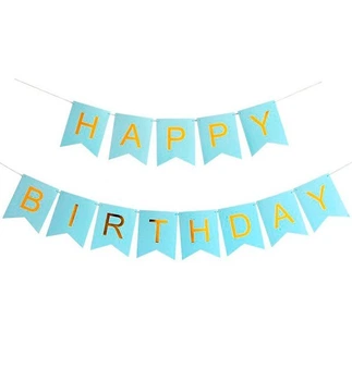 Паперова гірлянда "Happy Birthday", довжина - 300 див., картон високої якості, колір - блакитний