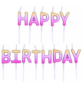 Свечи для торта "Happy Birthday ombre pink" набор - 13шт., США, высота - 3 см