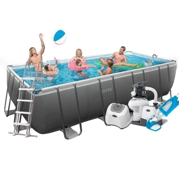 Каркасный бассейн Intex Ultra XTR Frame 17203 л 549х274x132 см с насосом 6000 л/ч лестницей тентом и подстилкой Серый (IP-170915)