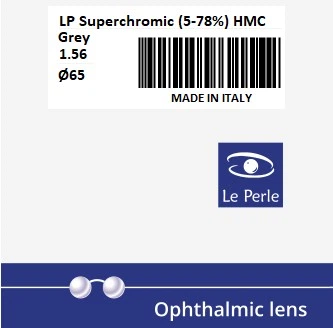 Линза для очков фотохромная Le Perle 1.56 Superchromic (5-78%) HMC Grey Ø65 S+5.00 C+0.00