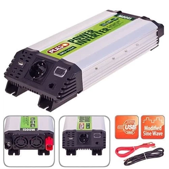 Преобразователь напряжения инвертор Pulso IMU-1524 24V-220V 1500W USB-5VDC2.0A мод.волна клеммы