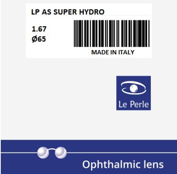 Линза для очков асферическая Le Perle 1.67 AS SUPER HYDRO Ø65 S+4.25 C+0.00 полимерная