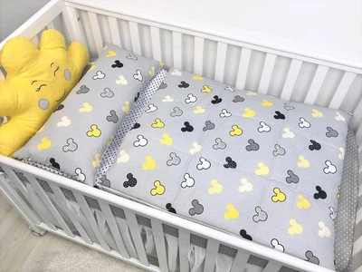Детский спальник в кроватку MoonTIme Микки Маус на сером 100*60см