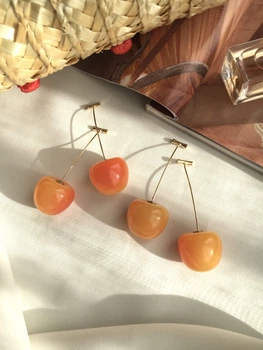 Серьги вишенки желтые