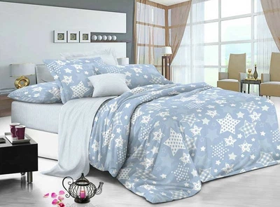 Простынь Руно 114Б Бязь Star 220х240 Blue (76.114Б_Blue star)