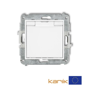 Розетка IP44 Karlik MINI Біла з заземленням, кришкою і шторками захисними 16А 250В MGPB-1sp