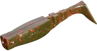 Силикон Mikado Fishunter (съедобный) 9.5 см 5 шт Тёмно-зелёный с красными блёстками (PMFHL9.5-332)