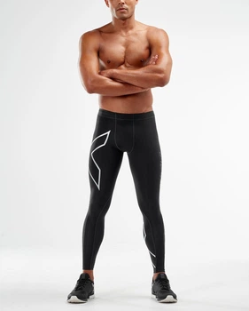 Мужские компрессионные тайтсы 2XU, Compression Tights, XL, черный/серебристый логотип