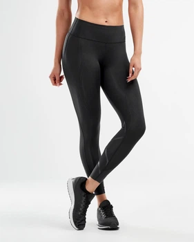 Женские компрессионные тайтсы 2XU, MCS X Train Mid Rise Tights, LT, черный/черный логотип