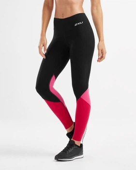 Женские компрессионные тайтсы 2XU, Fitness Stride Comp Tights, L, черный/фуксия красный