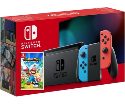 Nintendo Switch Neon Blue-Red (Upgraded version) + Гра Mario + Rabbids: Kingdom Battle (російські субтитри)