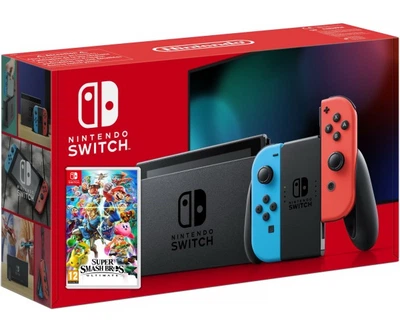 Nintendo Switch Neon Blue-Red (Upgraded version) + Игра Super