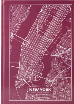 Книга канцелярська Axent Maps New York А4 у твердій обкладинці 96 аркушів у клітинку Рожево-коричнева (8422-543-A)