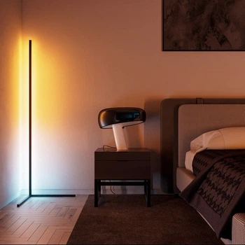 Напольный LED торшер Le Bloom с сенсорным пультом и регулируемой яркостью 36 Вт 200 см Черный