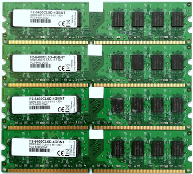 Комплект оперативной памяти G.Skill DDR2 8Gb (4*2Gb) 800MHz 6400U CL5 (F2-6400CL5D-4GBNT) Б/У