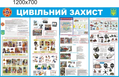 Стенд для школы, детского сада. Гражданская оборона. Прямой. ViTaLa, 1200х700 мм, полноцветный, (ДС000135)