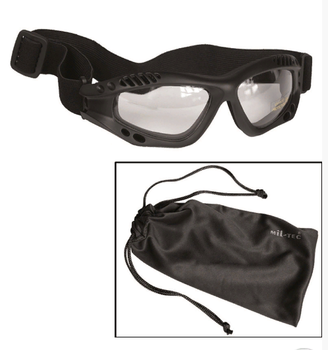 Тактичні захисні окуляри MiL-tec AIR PRO чорна оправа прозорі лінзи (15615402)