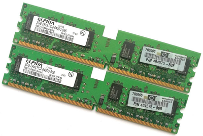 Пара оперативной памяти Elpida DDR2 4Gb (2Gb+2Gb) 800MHz PC2 6400U CL6 (EBE21UE8AEFA-8G-E) Б/У