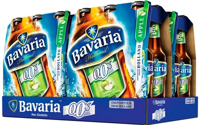 Упаковка пива Bavaria Apple безалкогольне світле фільтроване 0.0% 0.33 л x 24 шт. (8714800017497_8714800017473)
