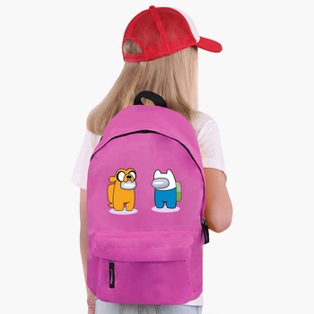 Рюкзак дитячий Амонг Ас Годин пригод Фін та Джейк (Among Us Adventure Time Finn & Jake) (9263-2414) 17 л Рожевий