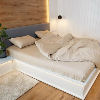 Простынь сатин 220х240 бежевая NaviHome (1SS-BG-R)