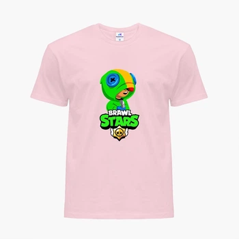Детская футболка Бравл Старс Леон Зеленый (Brawl Stars Leon Green) (25186-1015) 158-164 см Хлопок Розовый