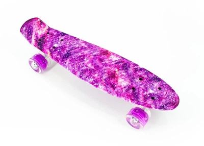 Пенні борд Penny Board HB-23 New зі світними колесами Космос Фіолетовий