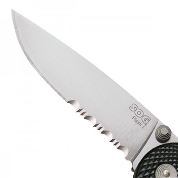 EDC нож SOG FLASH I Satin / Drop Point / Partially Serrated FSA97-CP