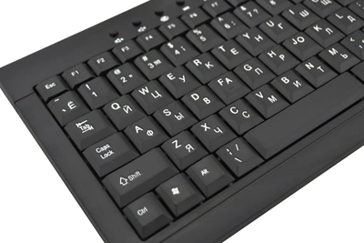 Проводная Компактная Клавиатура мини 838 USB 88 кнопок русская раскладка с лазерной гравировкой Черный (31201)