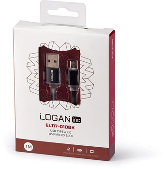 Кабель Logan USB-A 2.0 - microUSB 1 м Black (EL117-010BK)