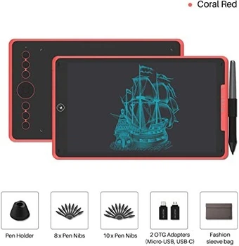 Графічний планшет Huion Inspiroy Ink H320M New 2 в 1 + чохол (коралово-червоний)