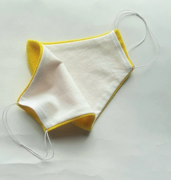 Маска багаторазова трикотажна з кишенею для фільтру жовта S - дитяча