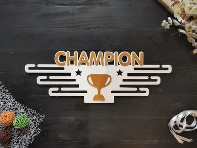 Настенная универсальная медальница из дерева "Champion" под заказ (МД0319)