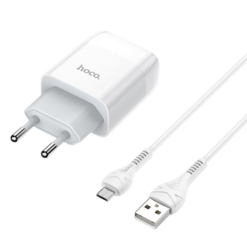 Зарядне мережеве HOCO C72A Glorious (1USB 2.1A) Micro USB Білий