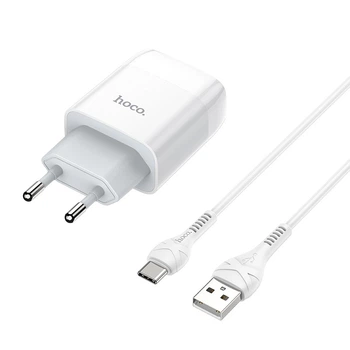 Сетевое зарядное устройство Hoco C73A Glorious dual port charger set (Type-C) (EU) White