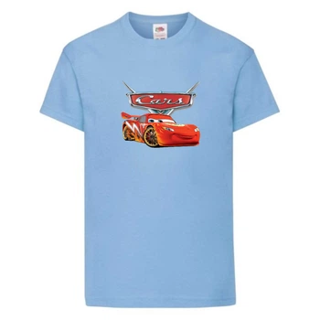 Футболка детская ТАЧКИ 002 (CARS) голубая (CAR lbl 002) 128 см