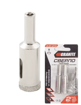 Сверло трубчатое GRANITE GM с алмазным напылением для стекла и плитки 10 мм, 2 шт (2-01-210)