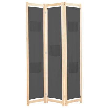 Ширма з 3 секцій Shumee 120x170x4 см з сірою тканиною 248175