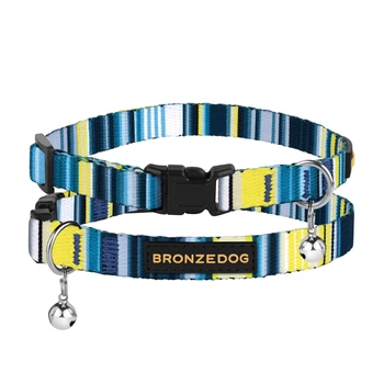 Нашийник для Кішок BronzeDog Urban West Нейлоновий з Пластикової Пряжкою і Дзвоником Синій 10 мм 18-28 см (49/1352)