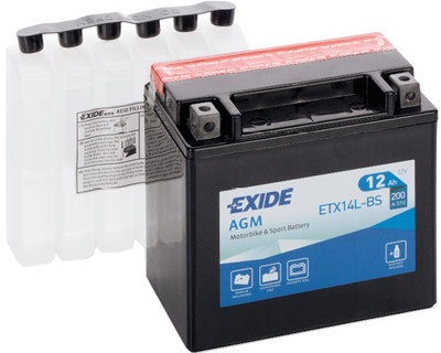 Мото аккумулятор Exide AGM 12 Ah Ев (-/+) 200EN (ETX14L-BS)