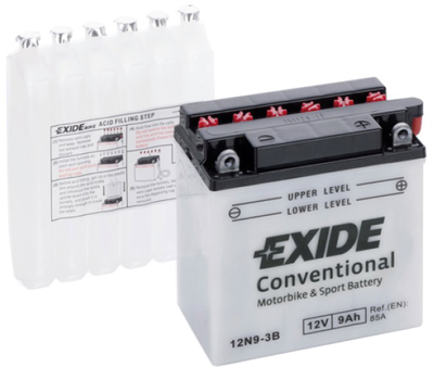 Мото аккумулятор Exide Conventional 9 Ah Ев (-/+) 85EN (12N9-3B)