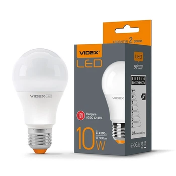 LED лампа низковольтная VIDEX A60e 10W E27 4100K 12-48V (VL-A60e12V-10274)
