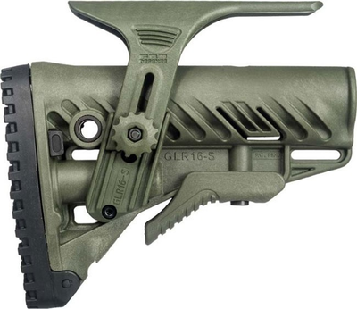 Приклад FAB Defense GLR-16 CP з регульованою щокою для AR15/M16. Колір - оливковий