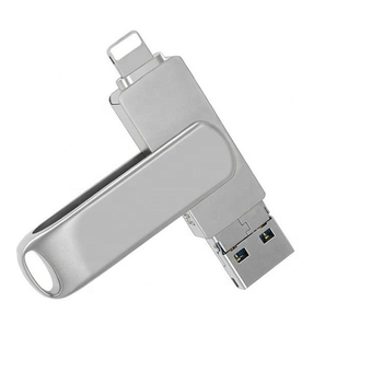 Универсальная флешка 3в1 Flash Drive 128GB для iPhone, ПК Silver